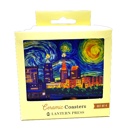 CLEVELAND CERAMIC COASTERS -- VAN GOGH SKYLINE
