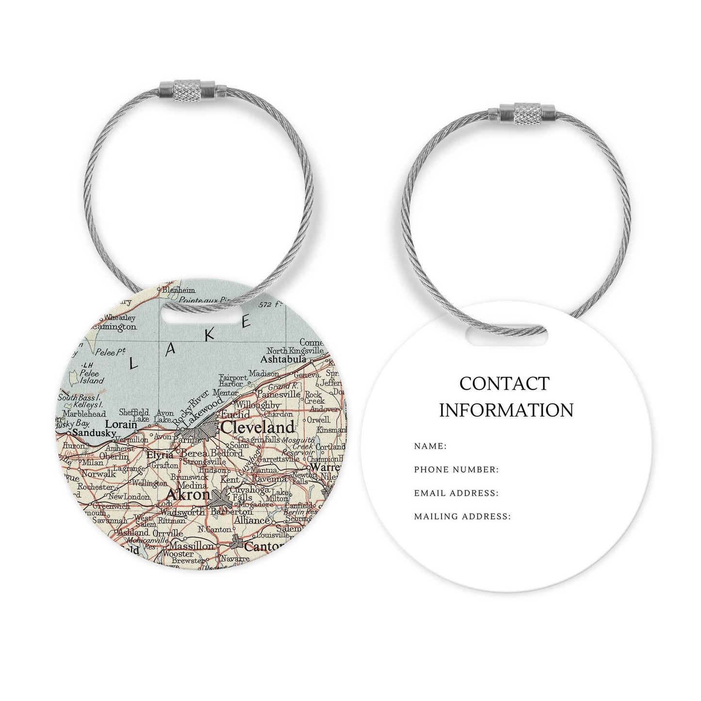 Cleveland Ohio Map Luggage Tag Cruise Tag Airport Tag