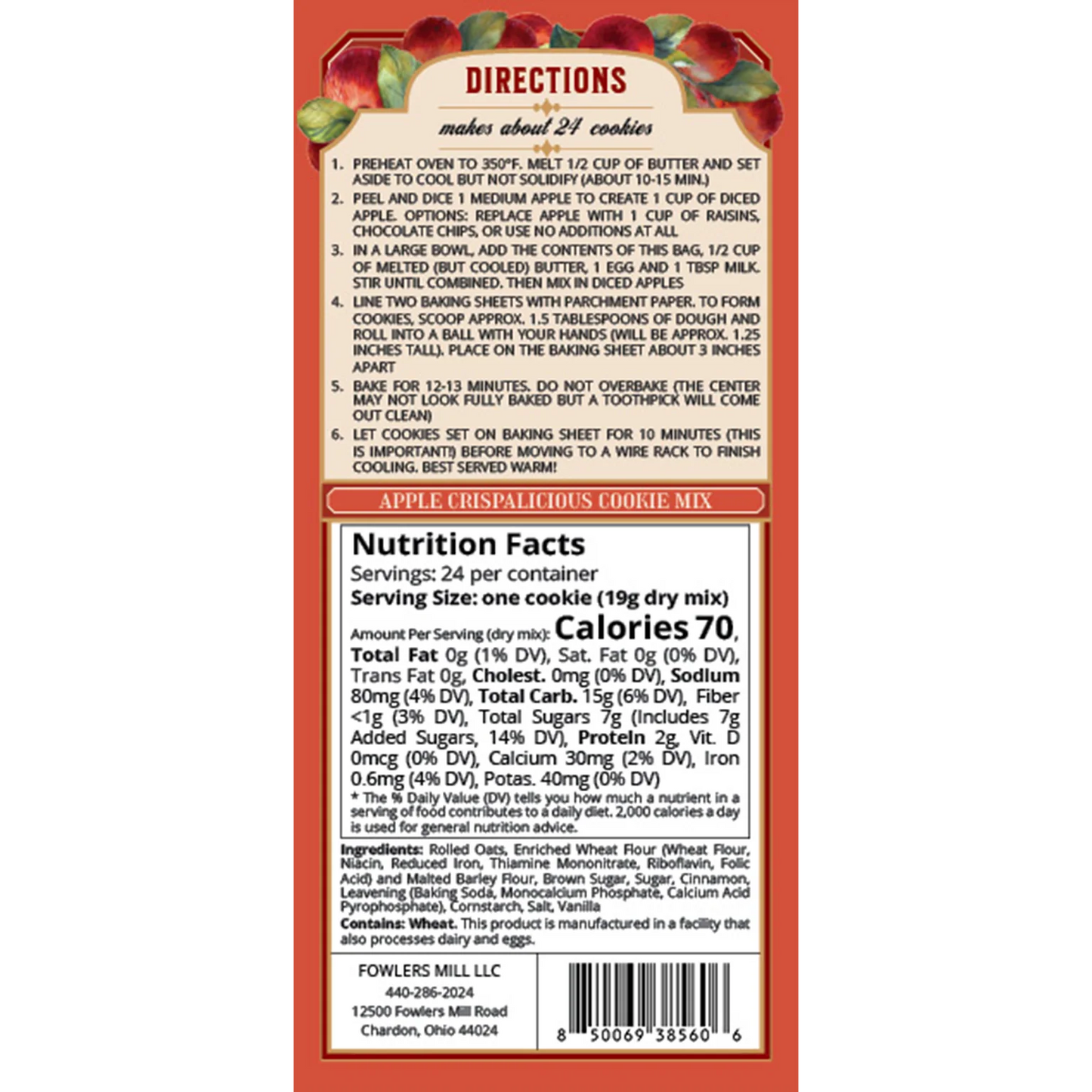 Fowler's Mill Apple Cinnamon Crispalicious Cookie Mix