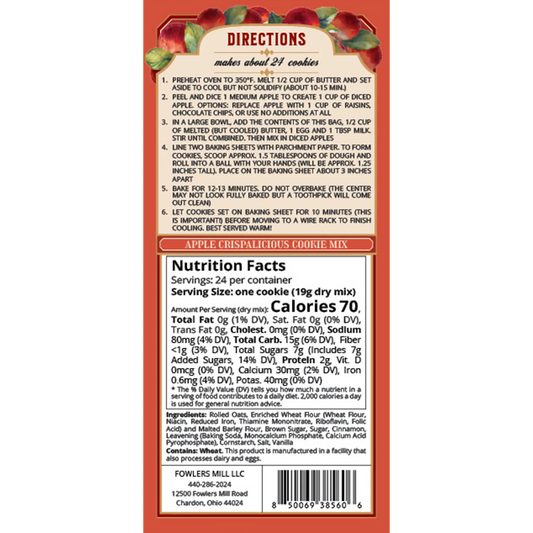 Fowler's Mill Apple Cinnamon Crispalicious Cookie Mix