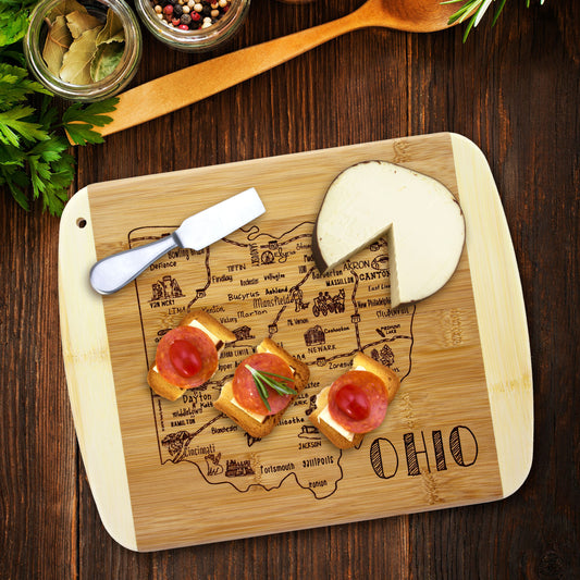 OHIO BAMBOO LASER-ETCHED CUTTING & SERVING BOARD