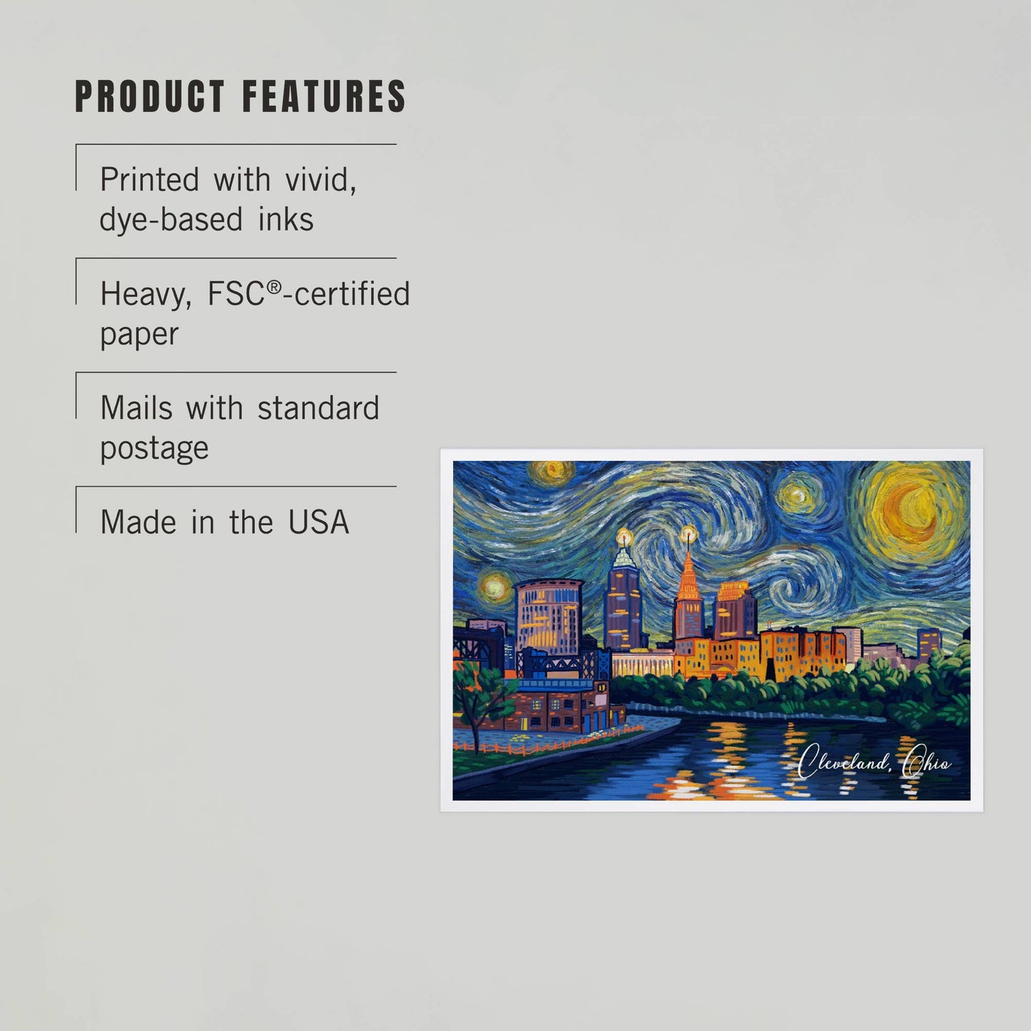 PREMIUM POSTCARDS Cleveland, Ohio, Starry Night