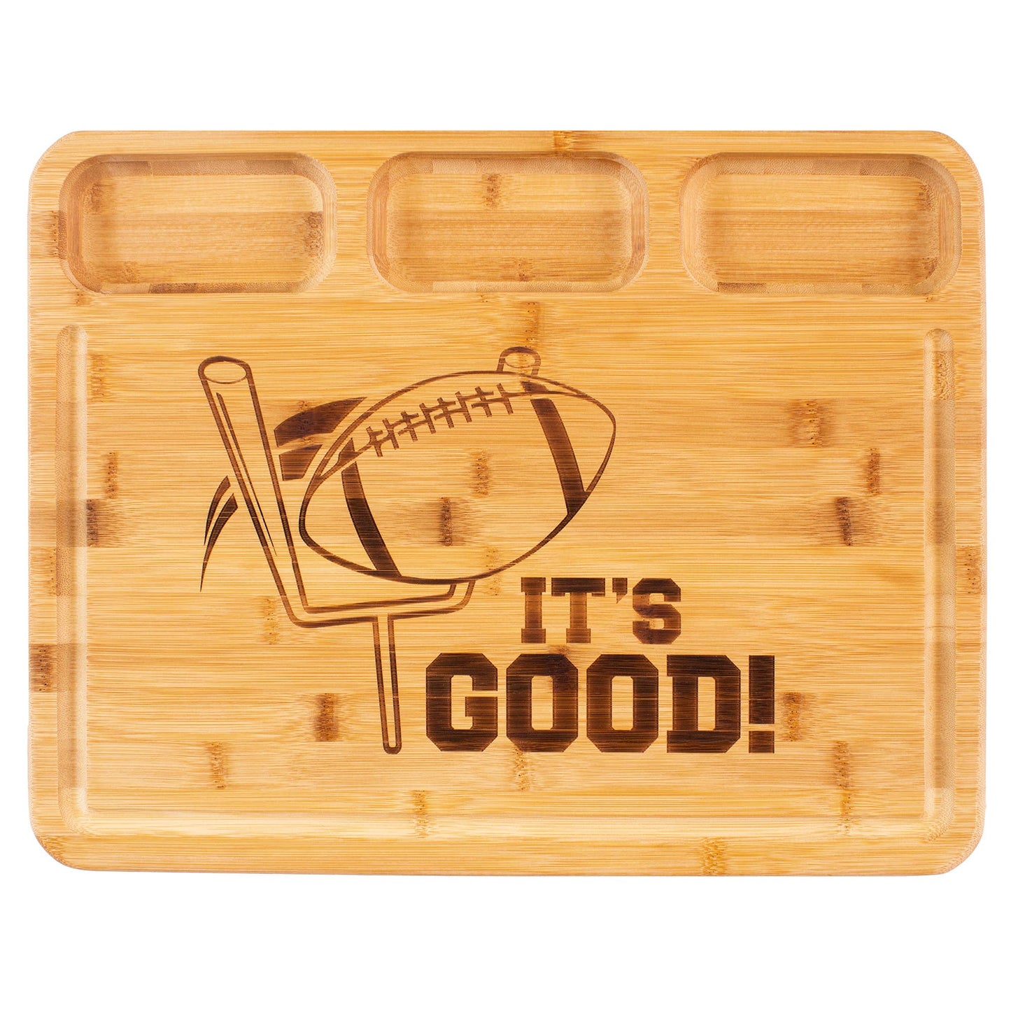 3 Well Kitchen Prep Cutting Board with Football Engraving