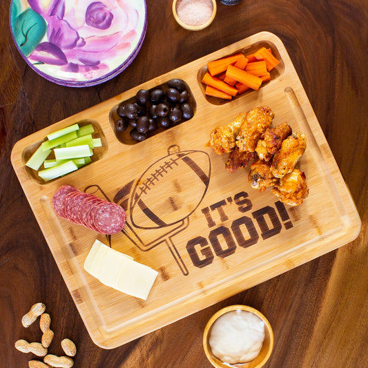 3 Well Kitchen Prep Cutting Board with Football Engraving