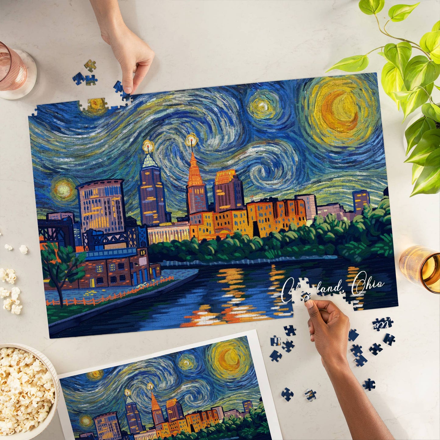 1000 PIECE PUZZLE Cleveland, Ohio, Starry Night