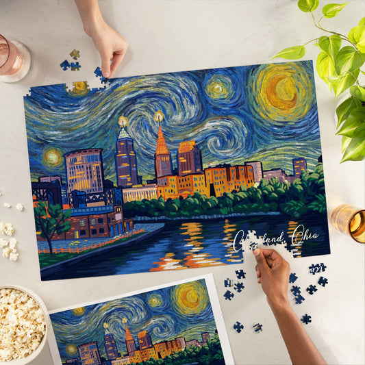 1000 PIECE PUZZLE Cleveland, Ohio, Starry Night