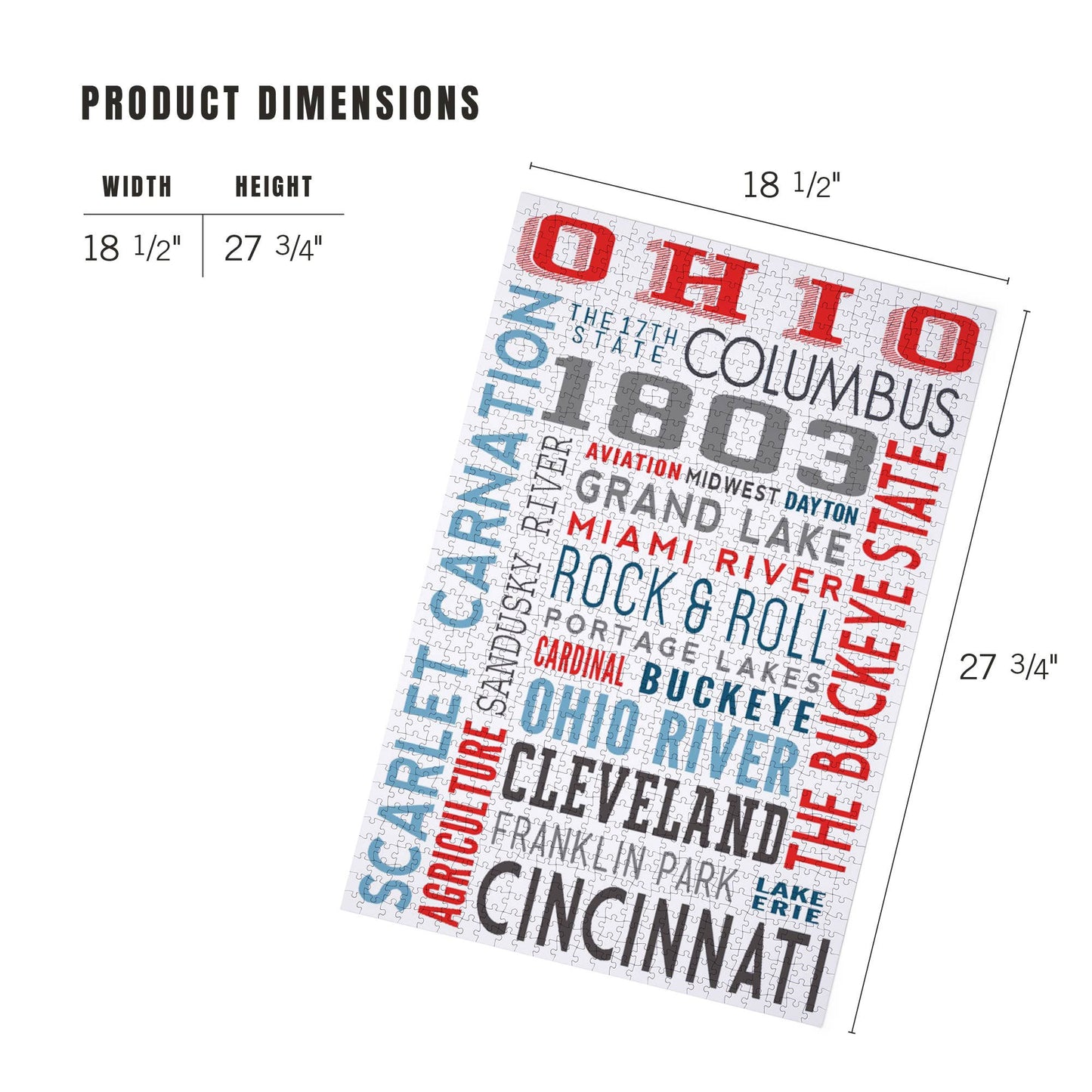 1000 PIECE PUZZLE Ohio, Typography