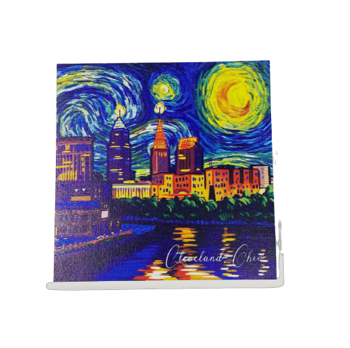 CLEVELAND CERAMIC COASTERS -- VAN GOGH SKYLINE