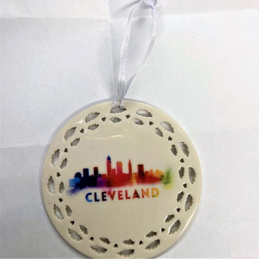 CLEVELAND PORCELAIN ORNAMENT