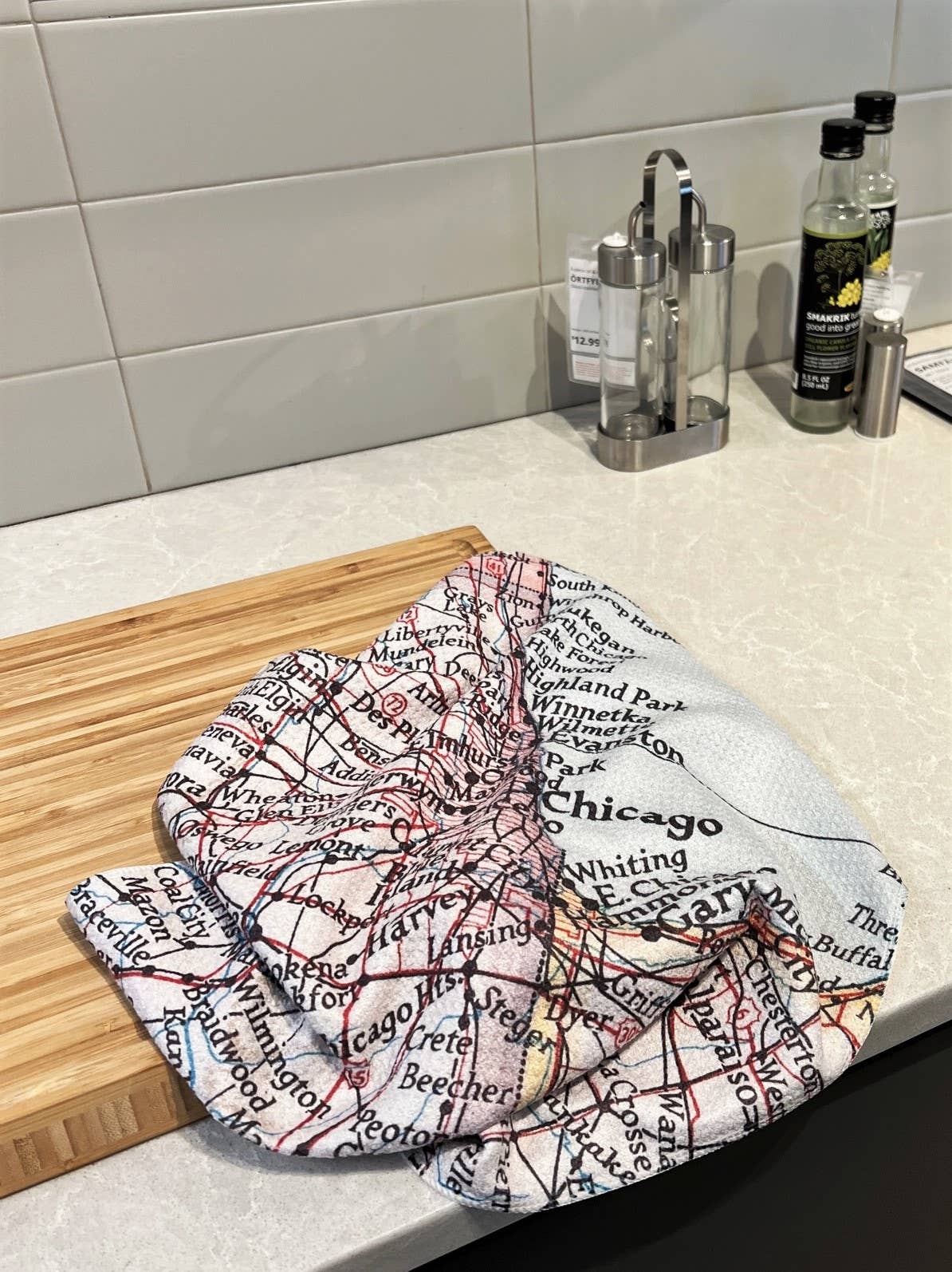 Cleveland Ohio Map Waffle Weave Kitchen Towel Tea Towel