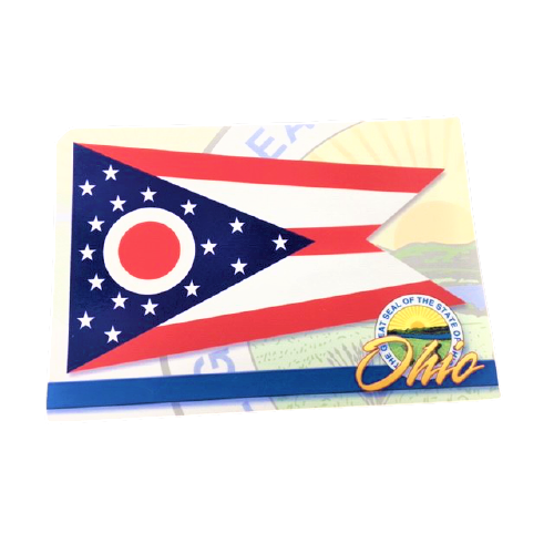POSTCARD OHIO FLAG WITH THE STATE SEAL