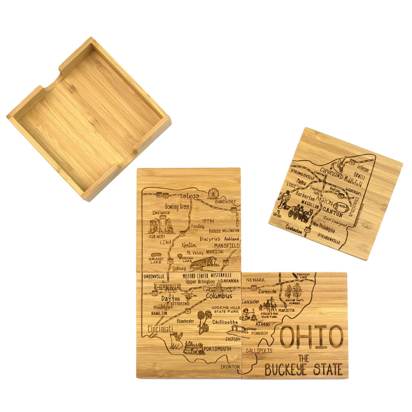 OHIO PUZZLE - 4 PIECE COASTER WITH CASE